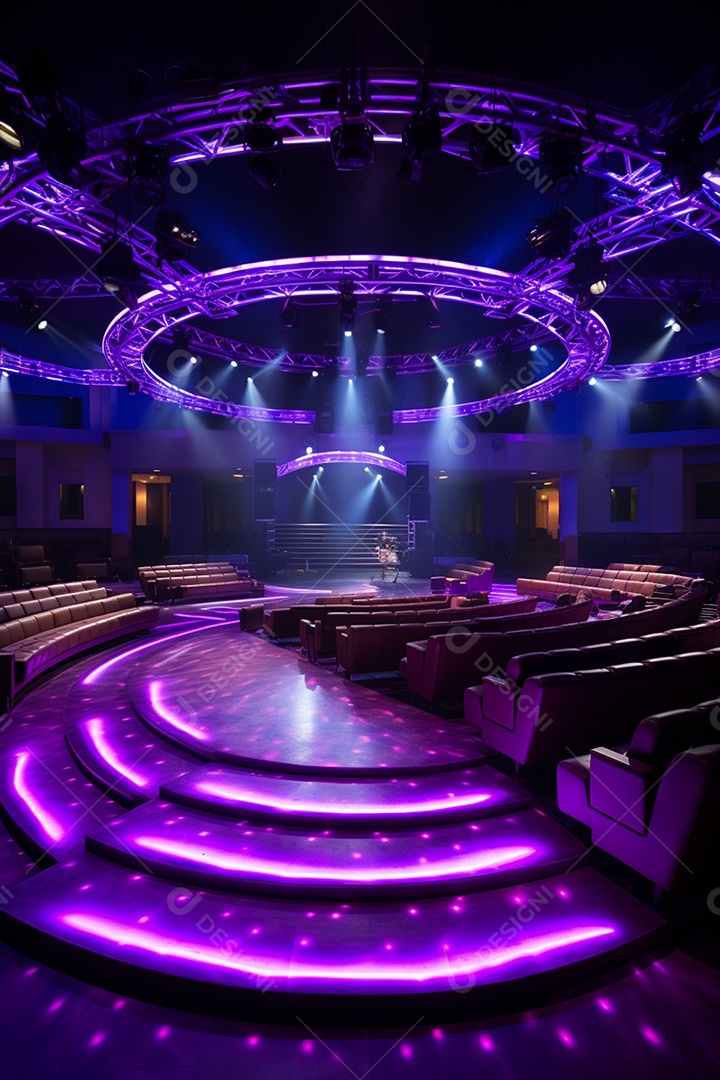 Cenário para evento com iluminação