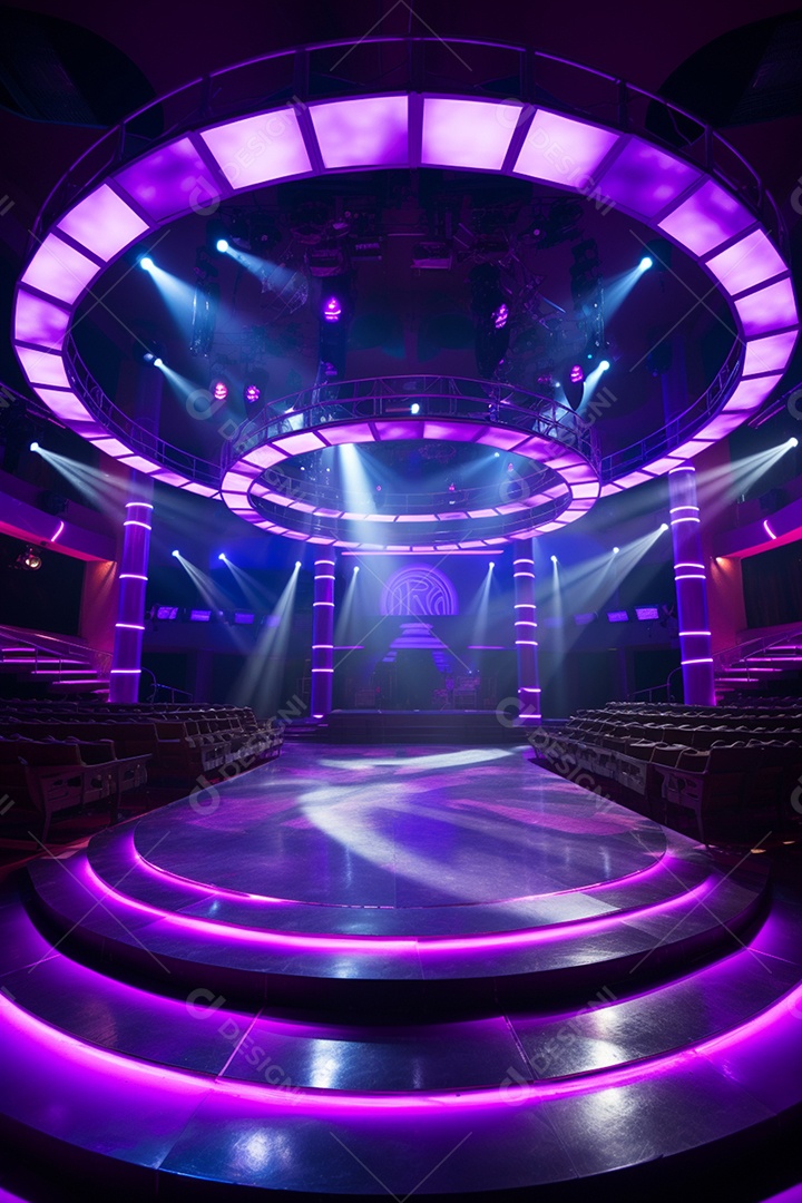 Cenário para evento com iluminação