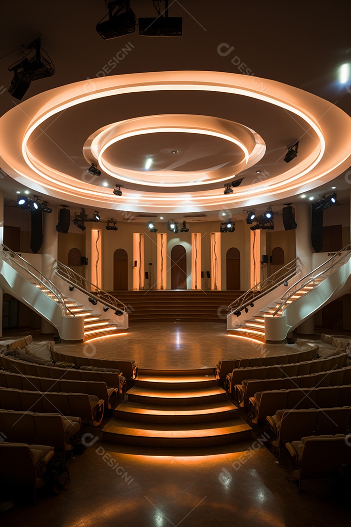 Cenário para evento com iluminação