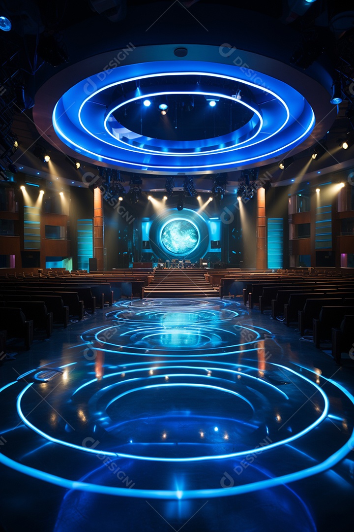 Cenário para evento com iluminação