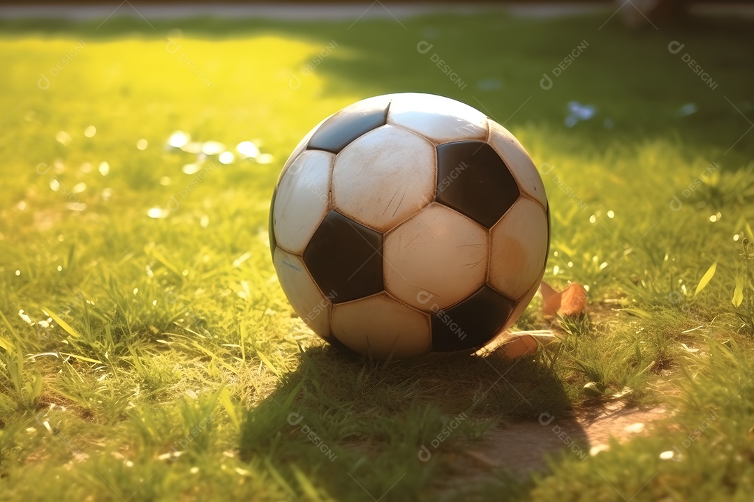 Detalhes de uma bola de futebol no campo