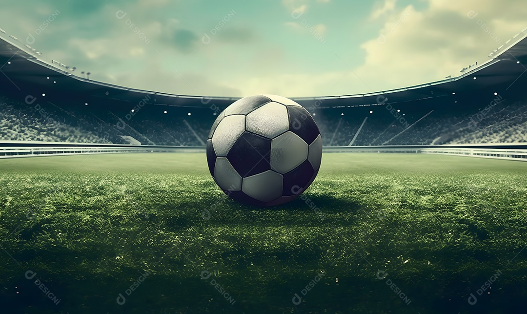 Detalhes de uma bola de futebol no campo