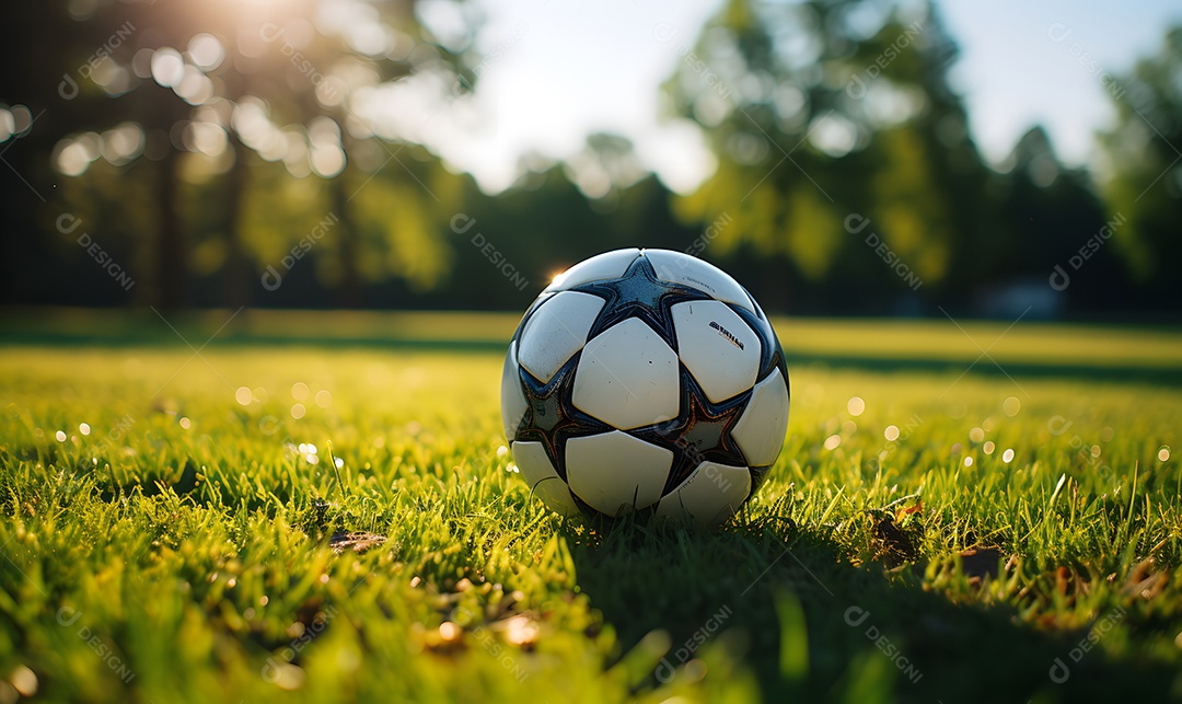 Detalhes de uma bola de futebol em campo