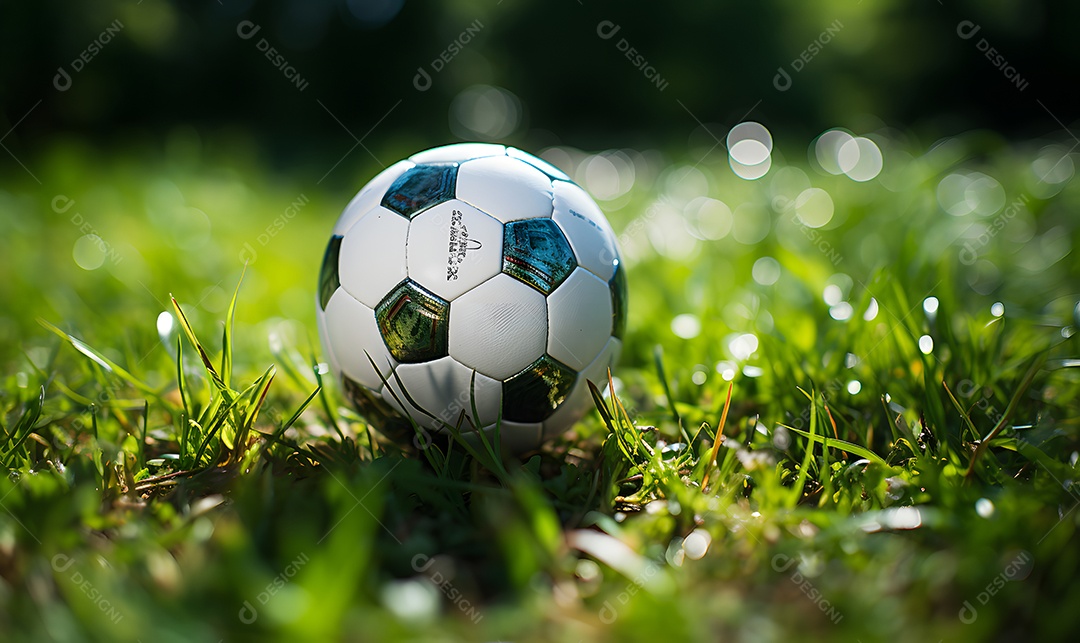 Detalhes de uma bola de futebol em campo