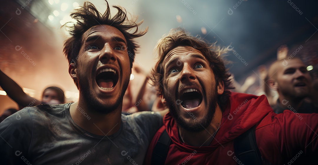 Torcedores no estádio vendo jogo de futebol