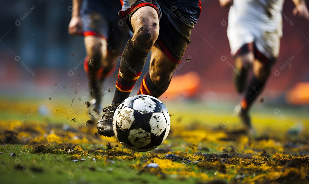 Detalhes de uma bola de futebol no campo