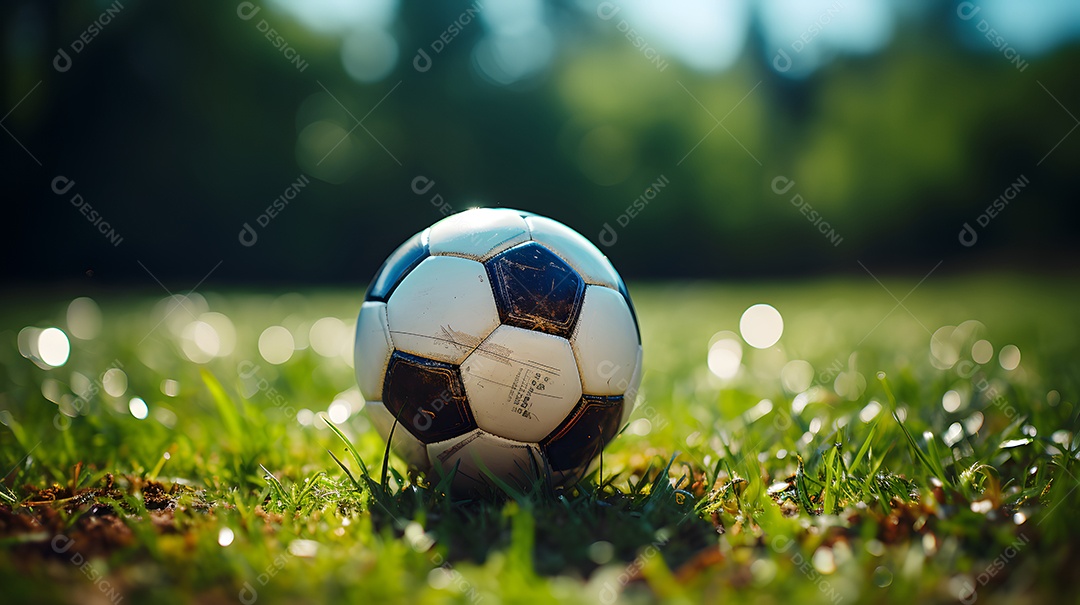 Bola de futebol no gramado