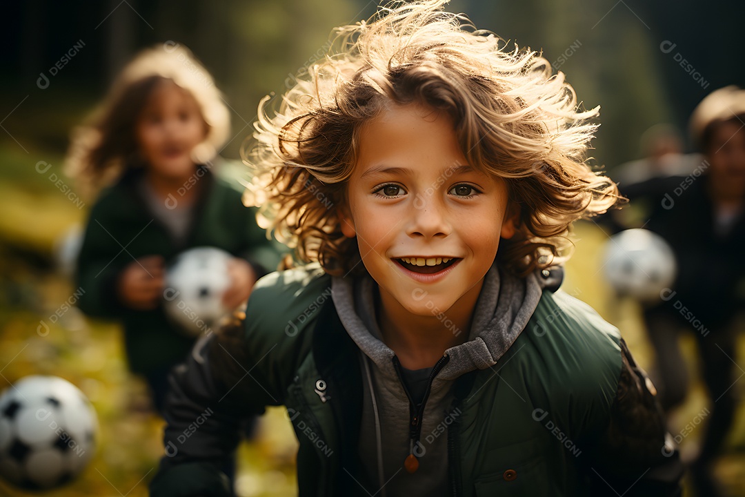 Crianças brincando de futebol