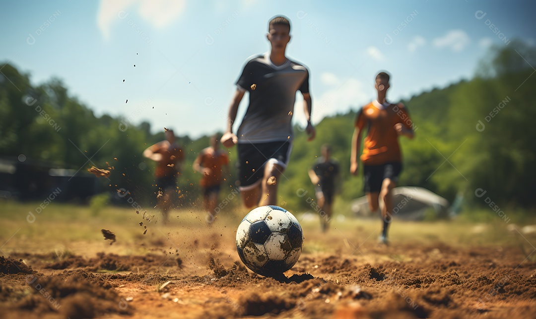 Crianças brincando de futebol
