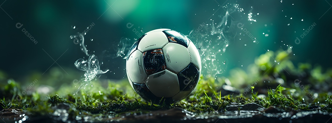 Detalhes de uma bola de futebol no campo