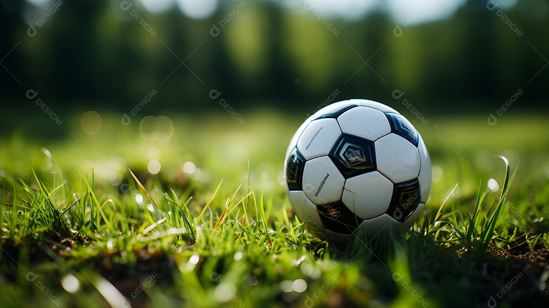 Detalhes de uma bola de futebol no campo