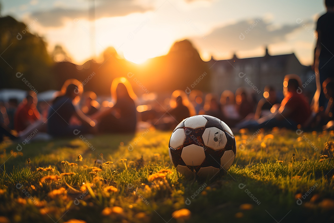 Detalhes de uma bola de futebol no campo