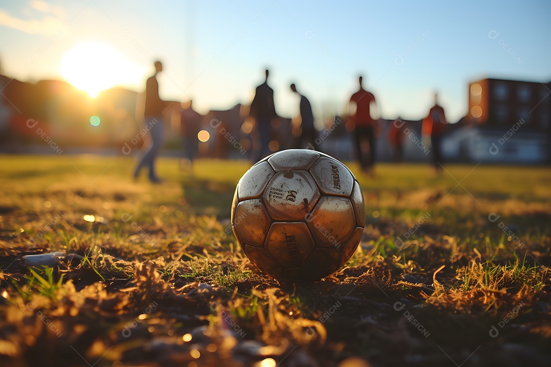 Detalhes bola de futebol no campo