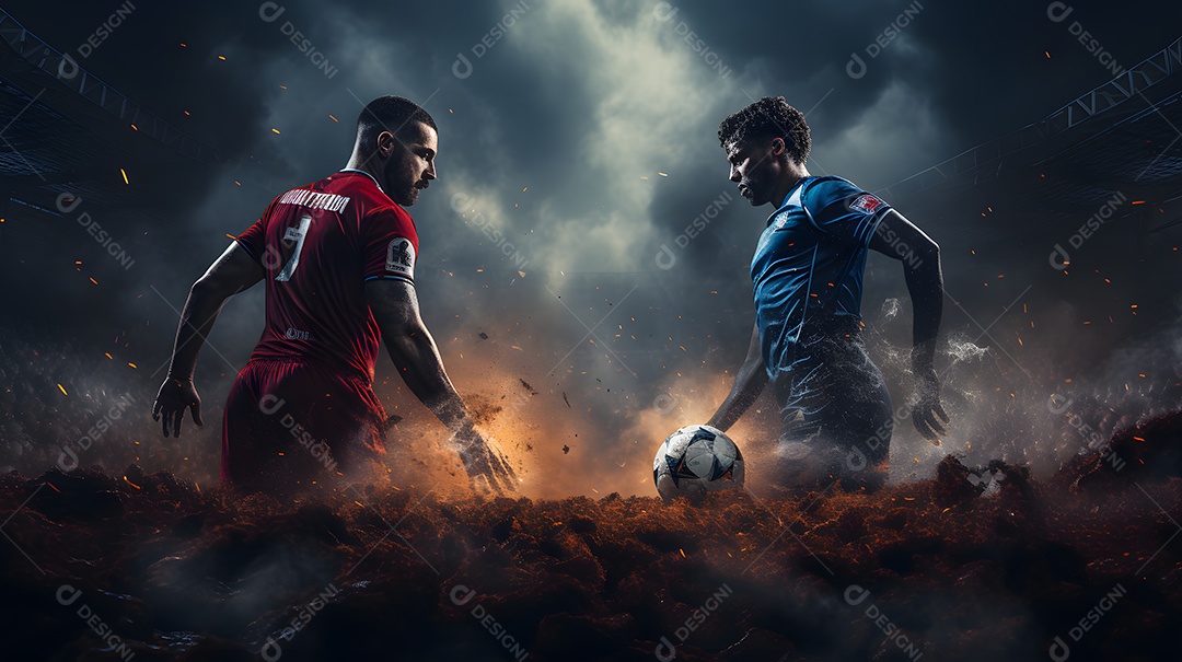 Jogadores de futebol no campo