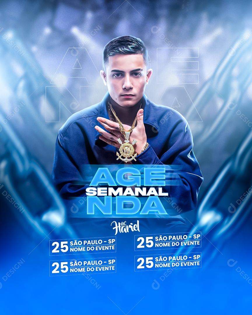 Social Media Flyer Feed Agenda Semanal Mc Hariel PSD Editável