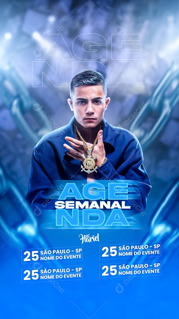 Social Media Flyer Story Agenda Semanal Mc Hariel PSD Editável