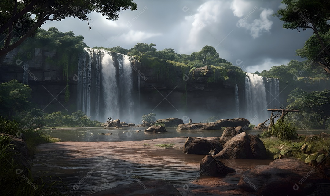 Vista de uma linda cachoeira