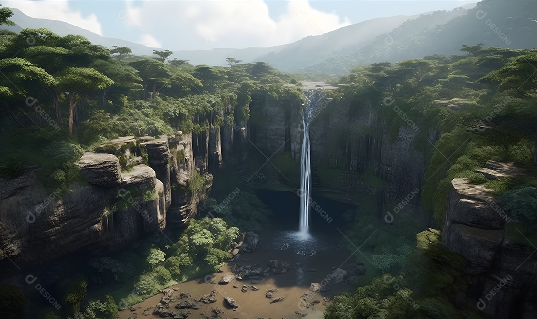 Vista de uma linda cachoeira