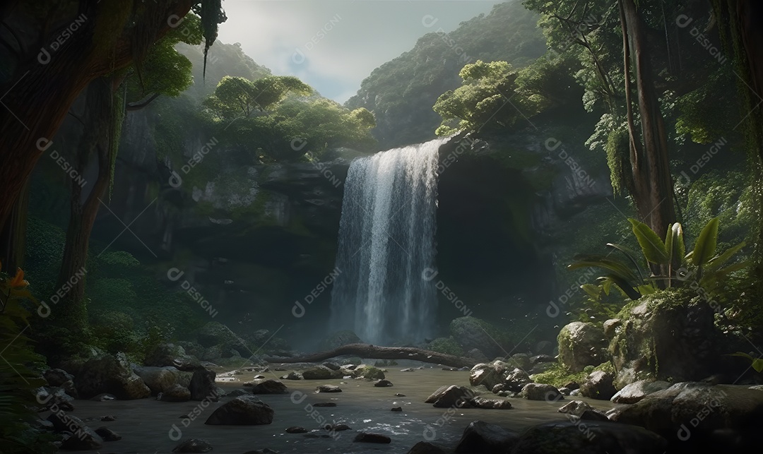 Vista de uma linda cachoeira