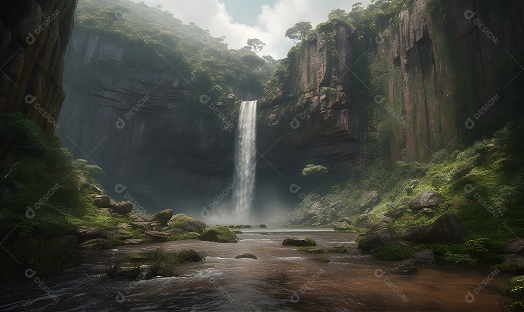 Vista de uma linda cachoeira