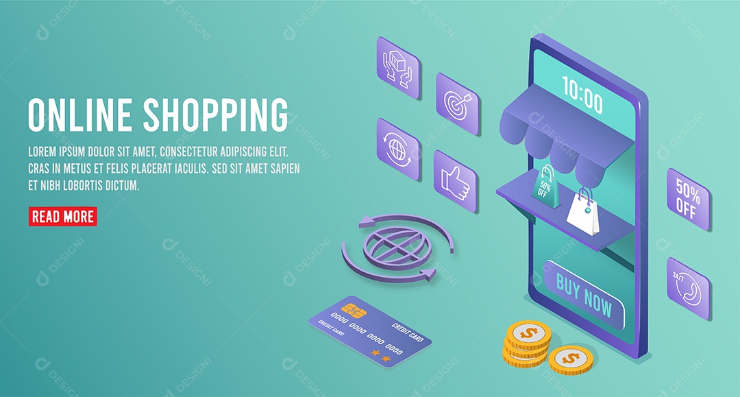 Compras Online Ilustração Vetor EPS