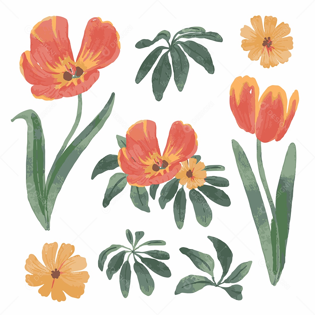 Flores Ilustração Vetor EPS