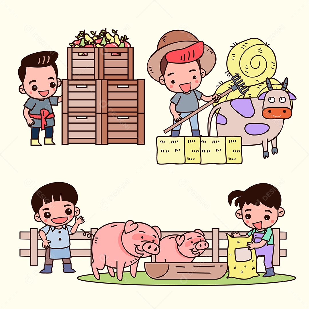 Personagem Fazendeiro Ilustração Vetor EPS