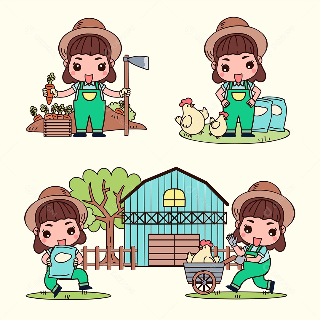 Personagem Fazendeiro Ilustração Vetor EPS