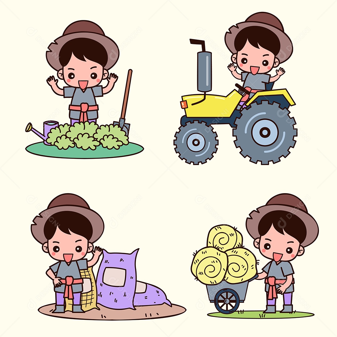 Personagem Fazendeiro Ilustração Vetor EPS