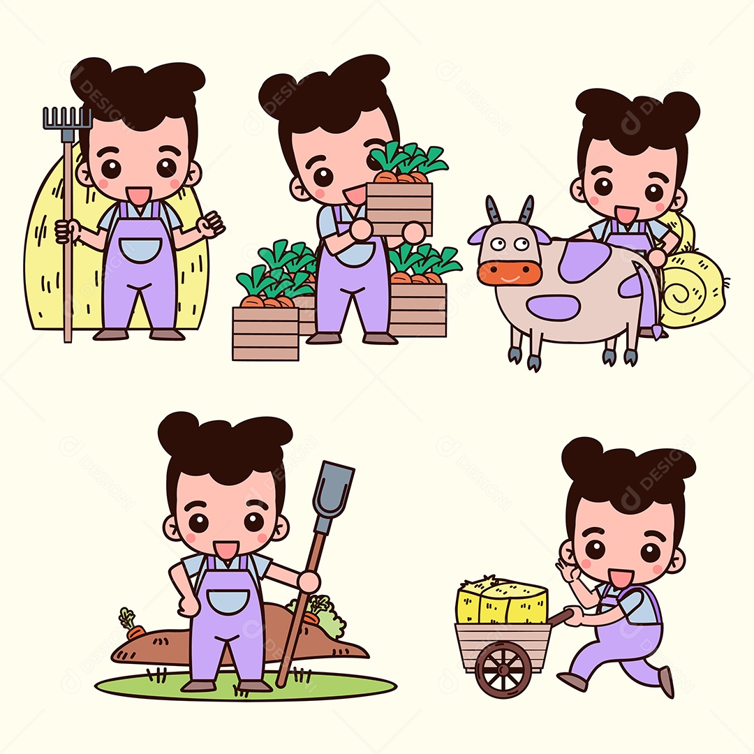 Personagem Fazendeiro Ilustração Vetor EPS