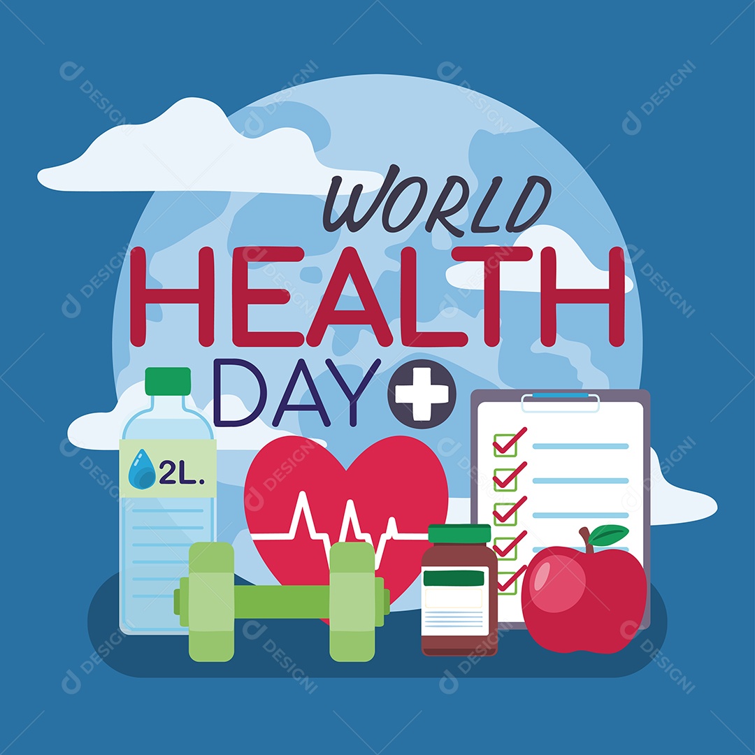 Ilustração do Dia Mundial da Saúde Vetor EPS