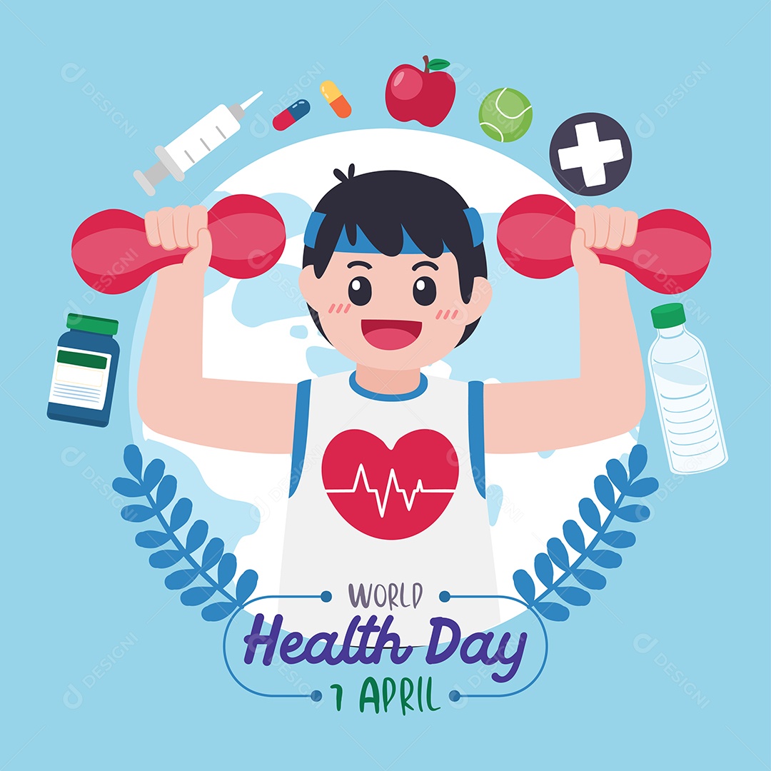 Ilustração do Dia Mundial da Saúde Vetor EPS