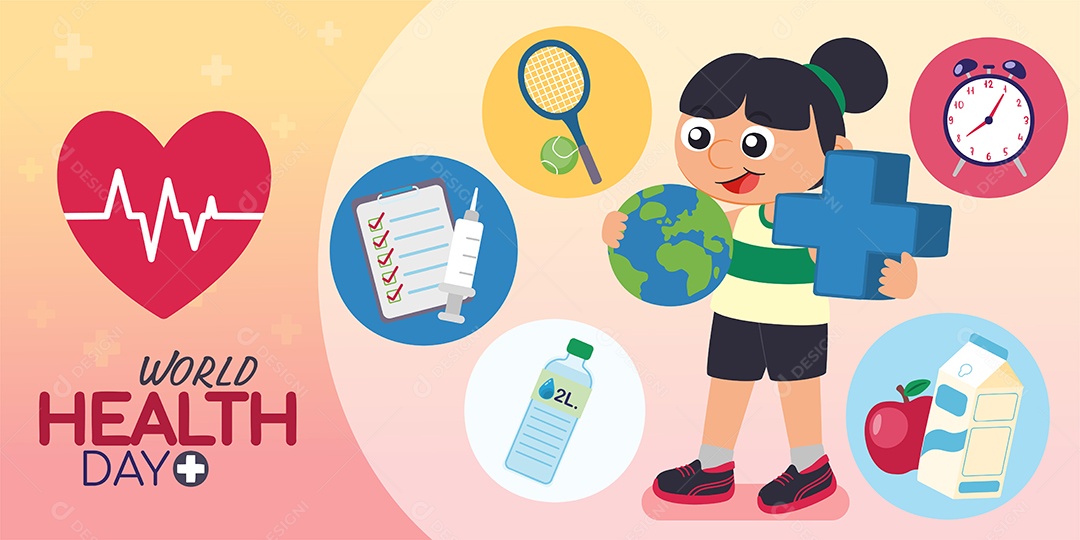 Ilustração do Dia Mundial da Saúde Vetor EPS