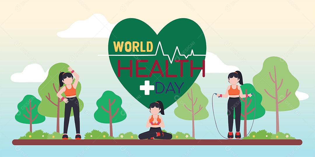 Ilustração do Dia Mundial da Saúde Vetor EPS