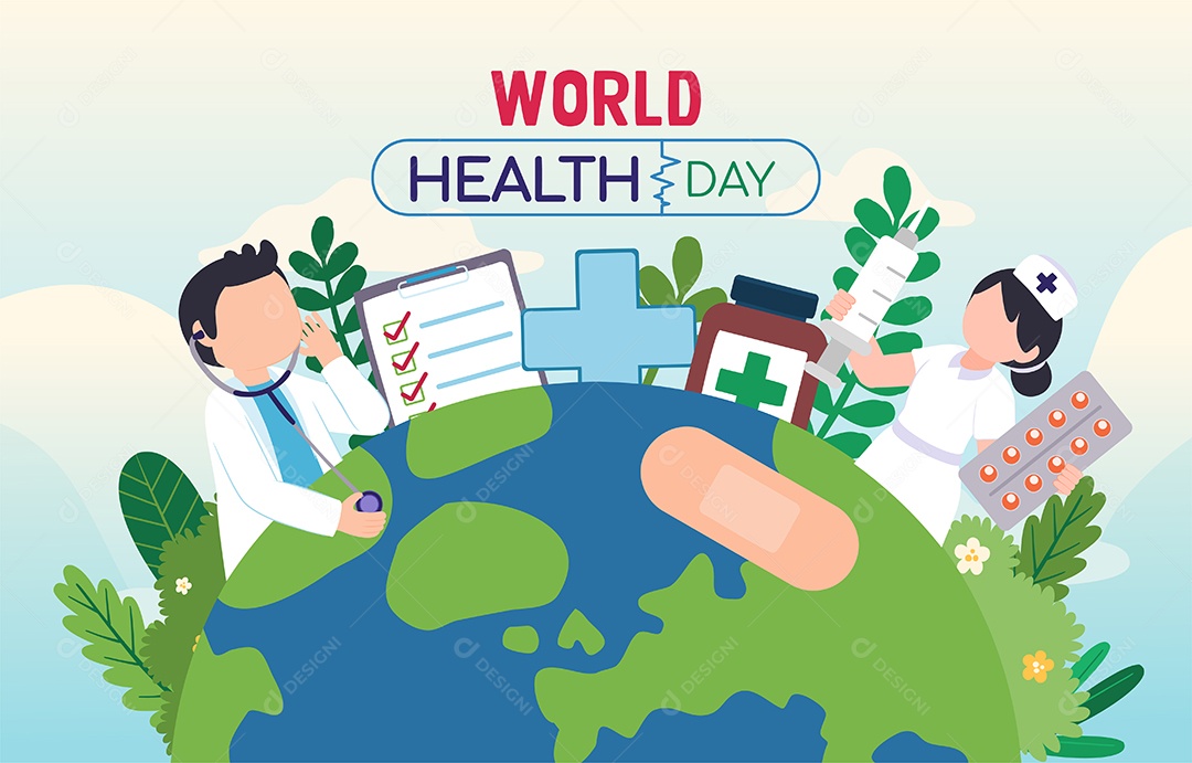 Ilustração do Dia Mundial da Saúde Vetor EPS
