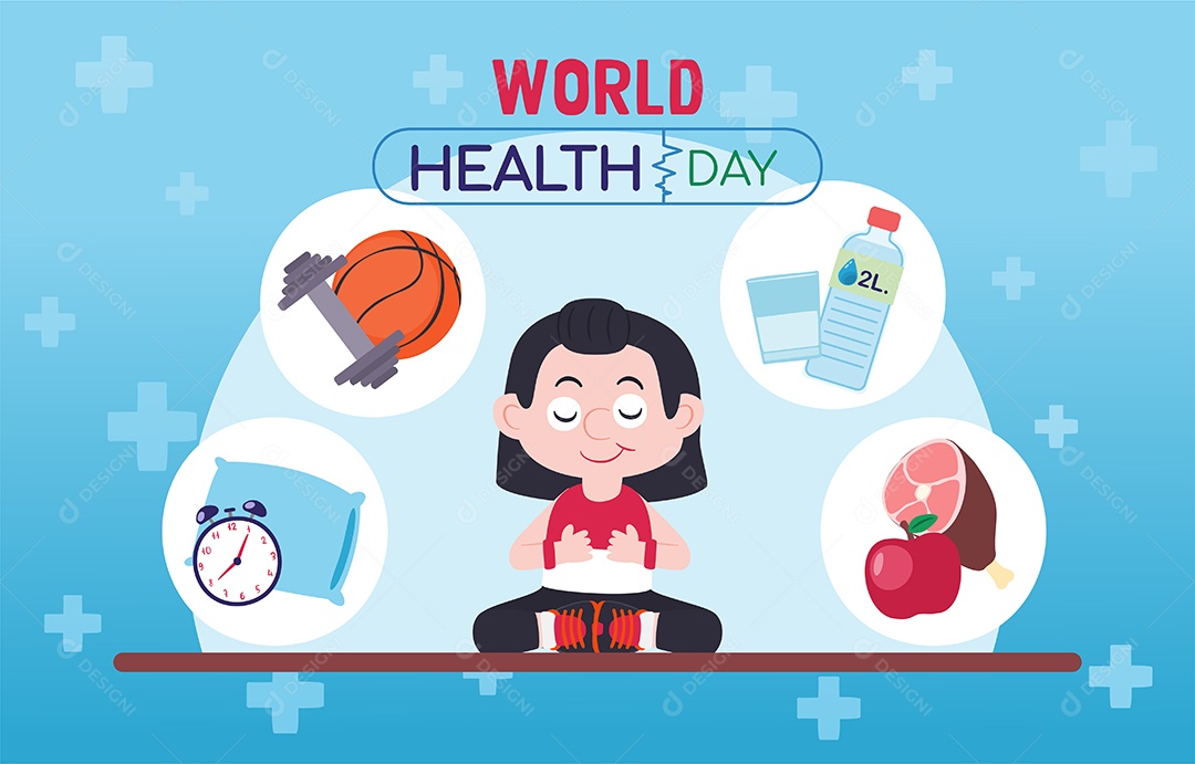 Ilustração do Dia Mundial da Saúde Vetor EPS
