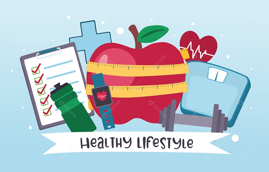 Estilo de Vida Saudável Ilustração Vetor EPS