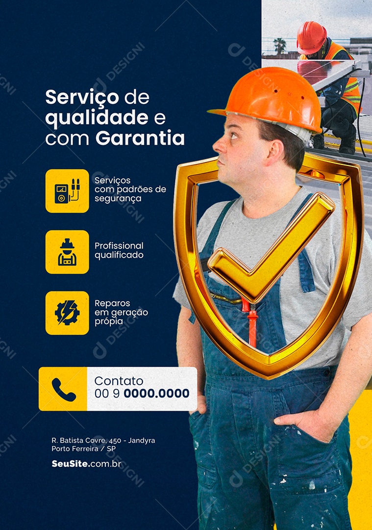 Eletricista Serviço de Qualidade e Com Garantia Social Media PSD Editável