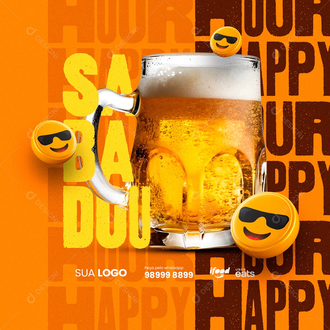 Cervejaria Sábadou Happy Hour Social Media PSD Editável