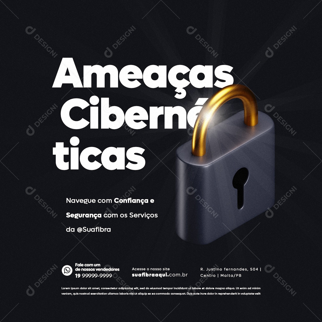 Provedor De Internet Ameaças Cibernéticas Social Media PSD Editável