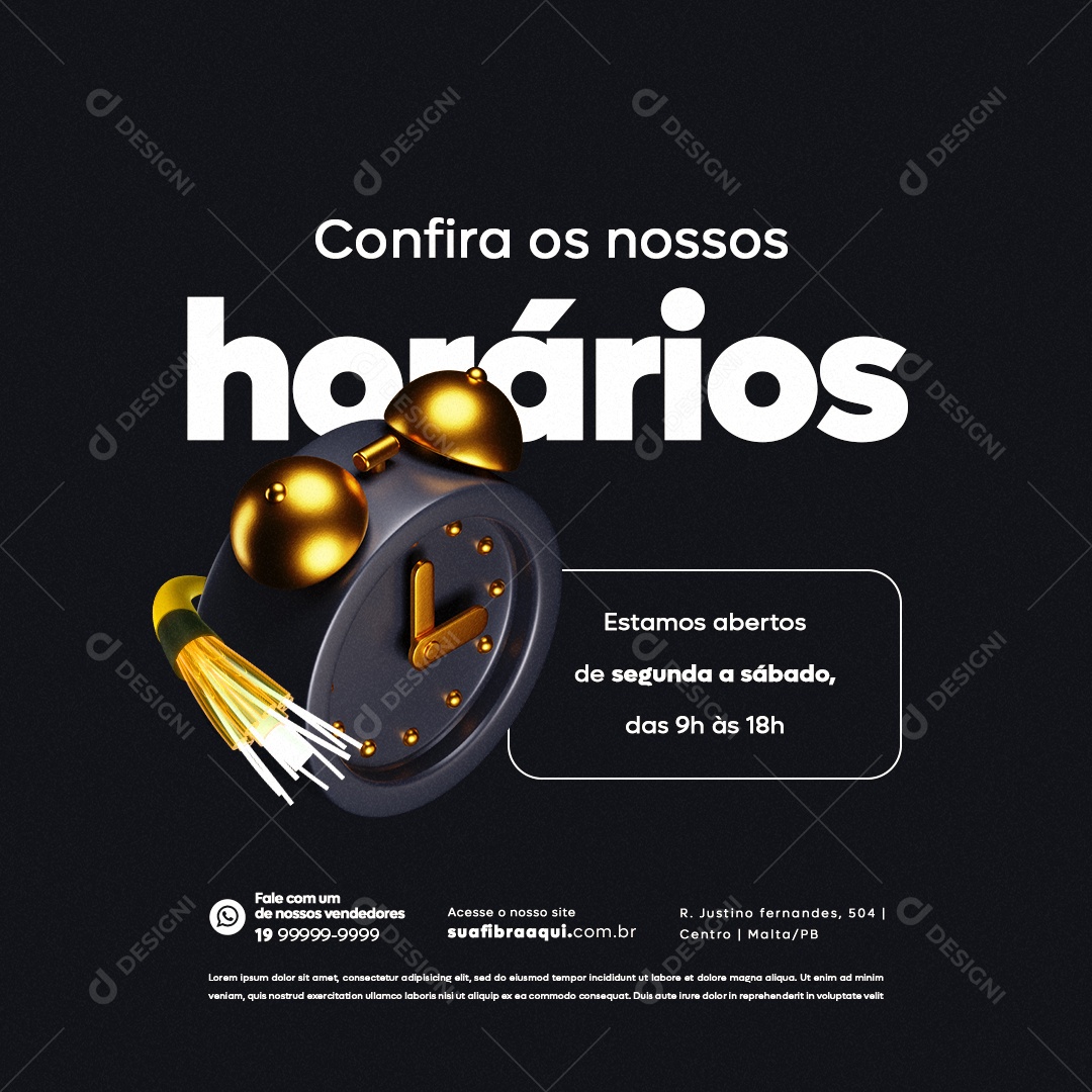 Provedor De Internet Confira os Nossos Horários Social Media PSD Editável