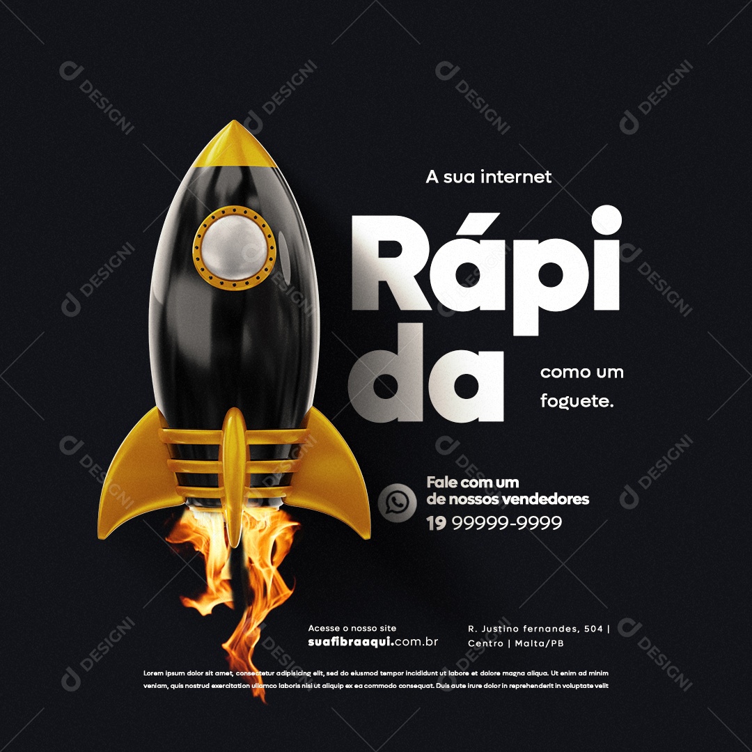 Provedor De Internet A Sua Internet Rápida Como um Foguete Social Media PSD Editável