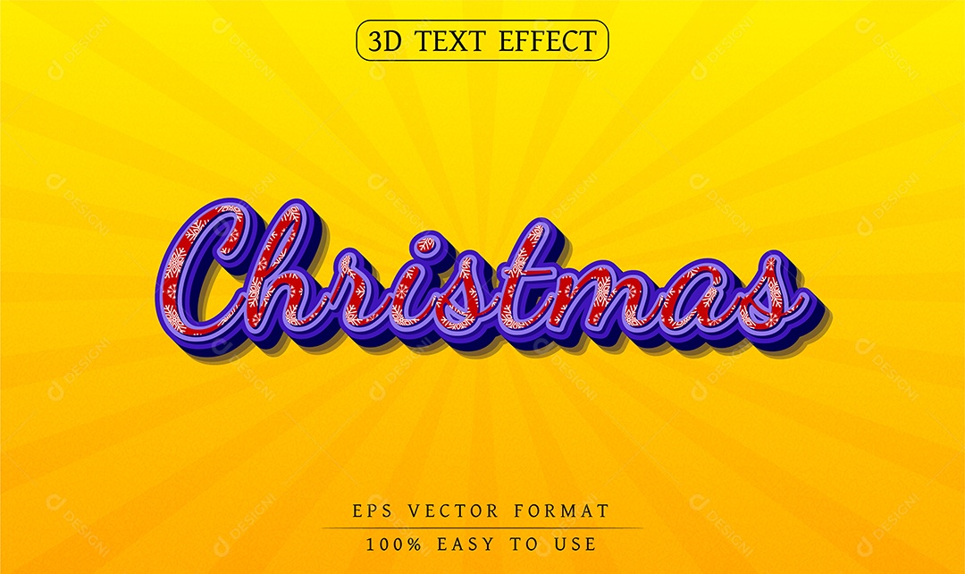 Efeito de Texto 3D Christmas Fundo Amarelo Vetor EPS