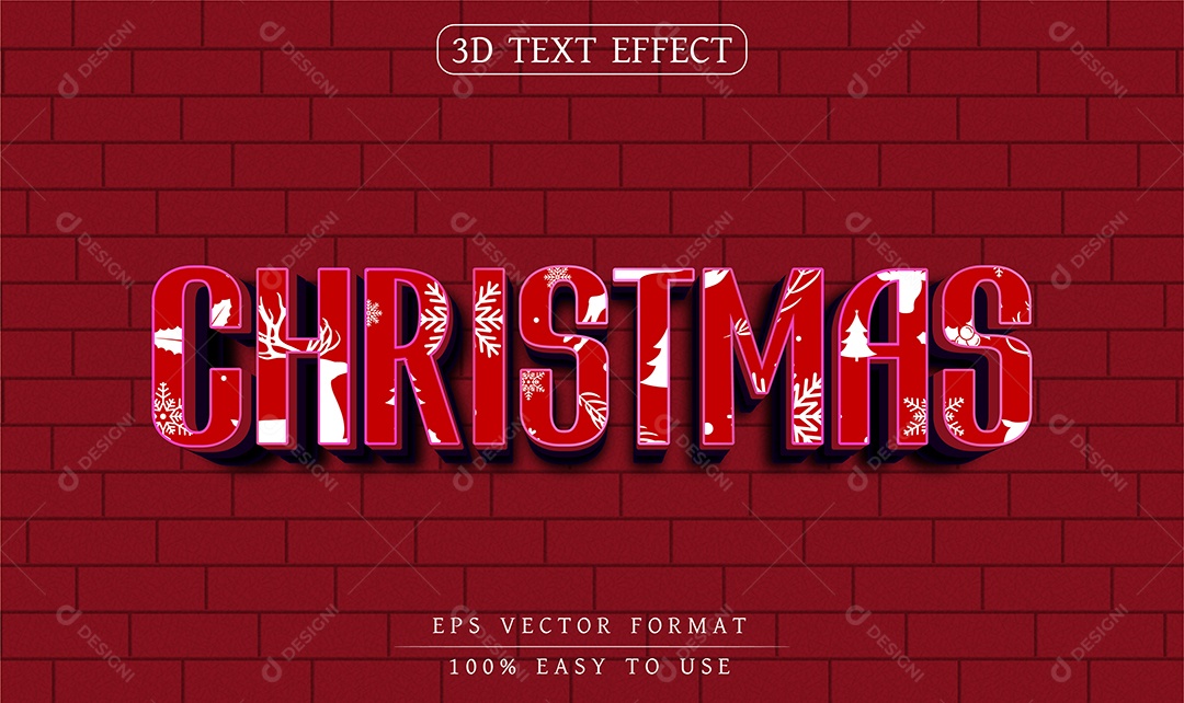 Efeito de Texto 3D Christmas Fundo Vermelho Vetor EPS