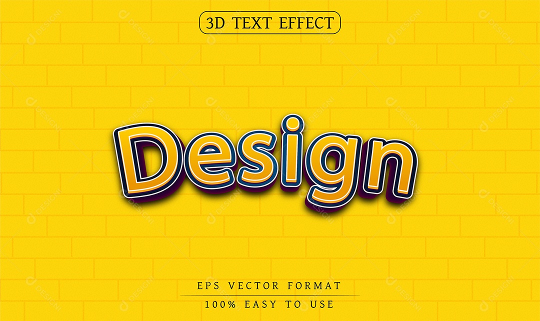 Efeito de Texto 3D Design Fundo Amarelo Vetor EPS