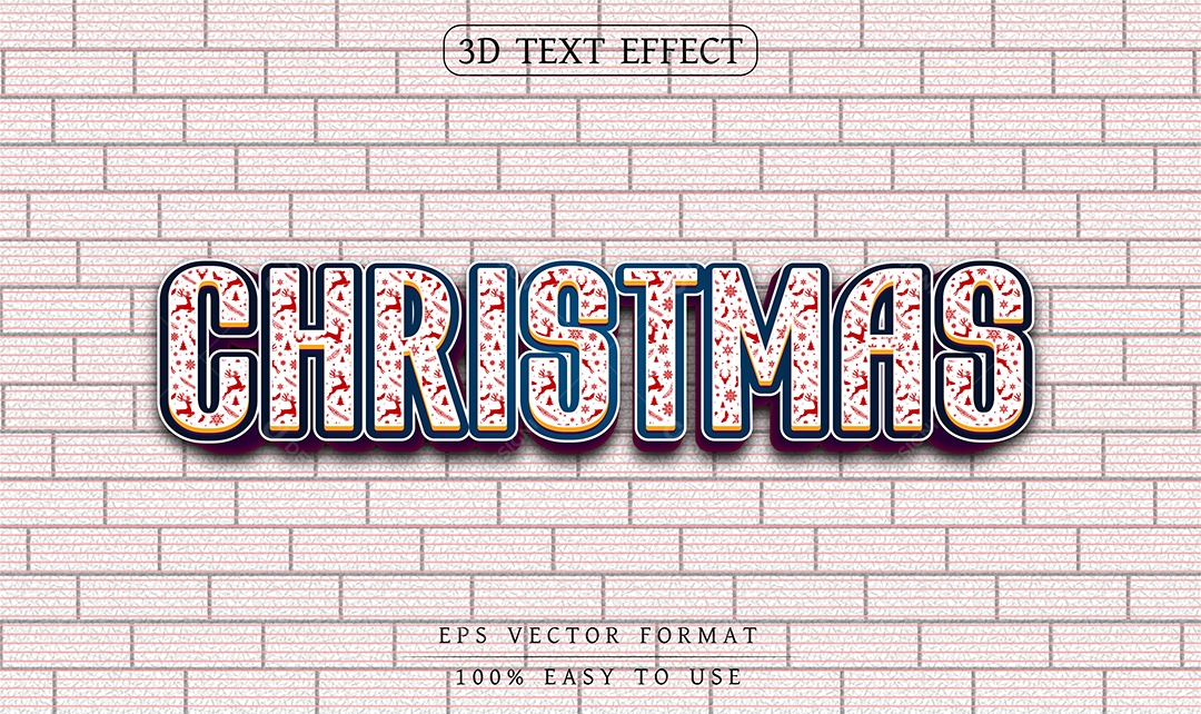 Efeito de Texto 3D Christmas Vetor EPS