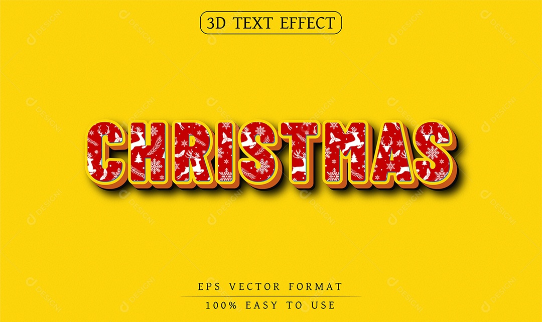 Efeito de Texto 3D Christmas Fundo Amarelo Vetor EPS