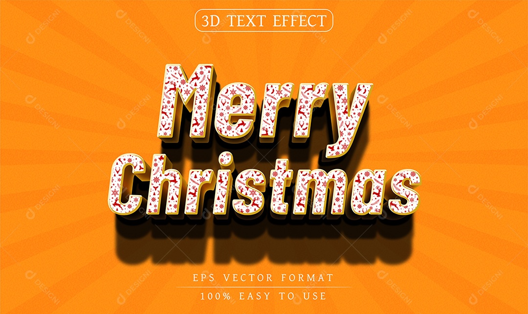 Efeito de Texto 3D Merry Christmas Vetor EPS