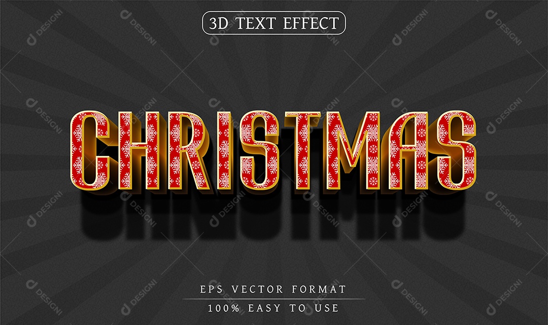 Efeito de Texto 3D Christmas Vetor EPS