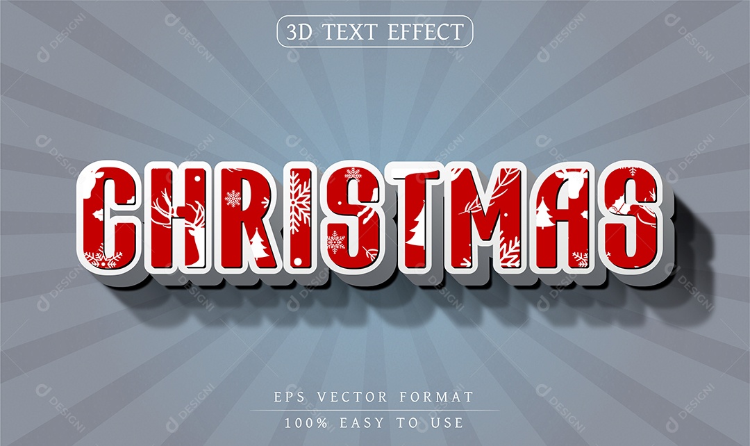 Efeito de Texto 3D Christmas Vetor EPS